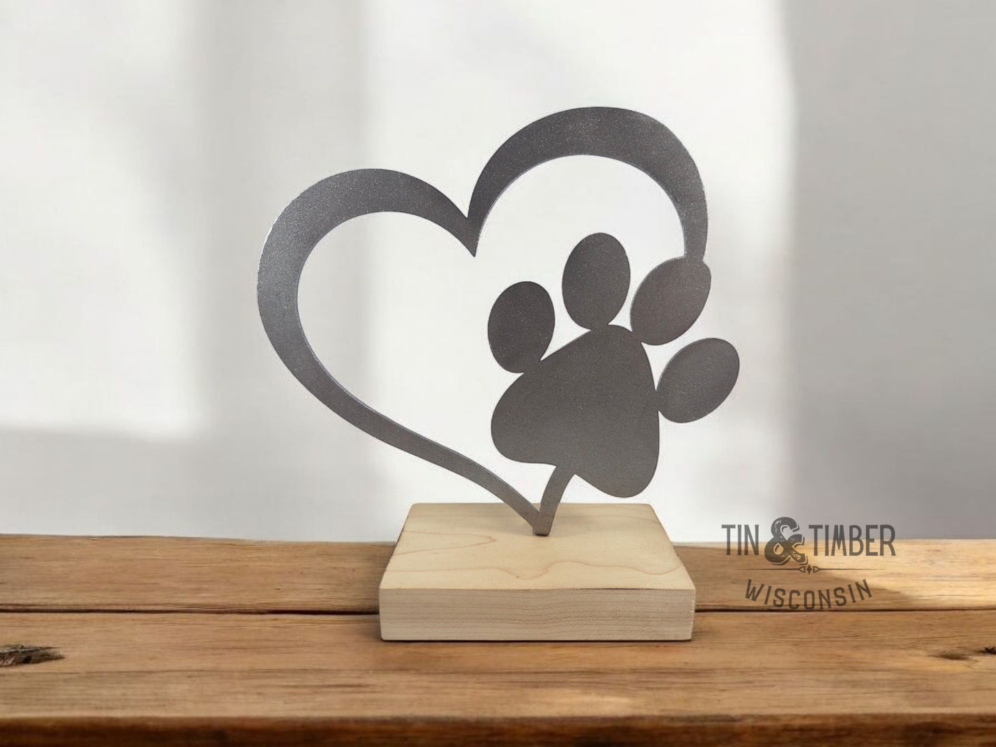 Rustic Metal Heart with Paw Print