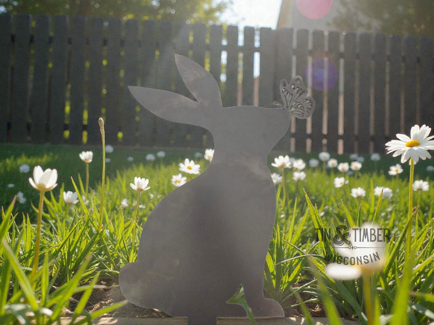 Bunny & Butterfly Yard Art Garden Stake