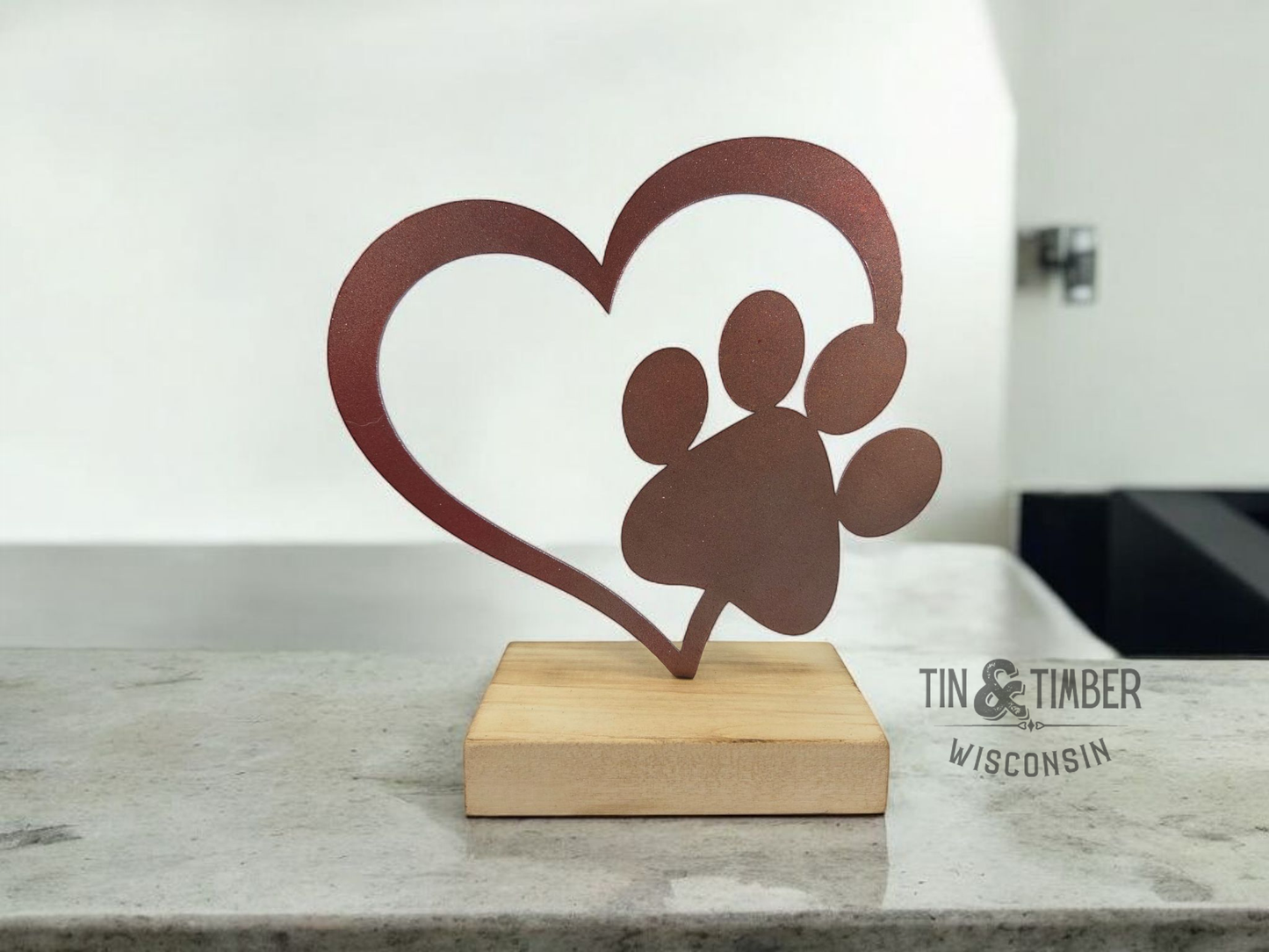 Rustic Metal Heart with Paw Print