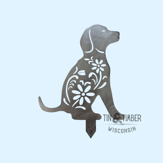 Floral Dog Metal Yard Art