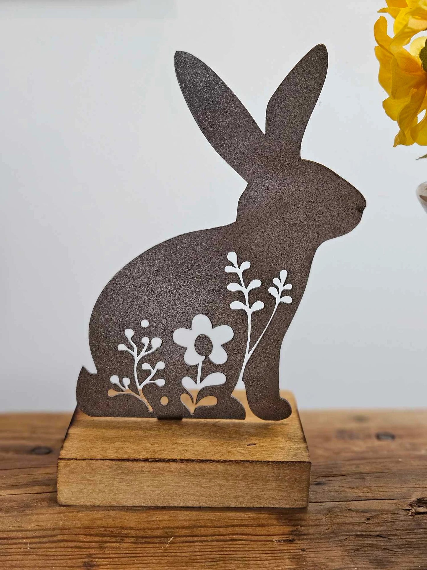 Bunny on Wood Base