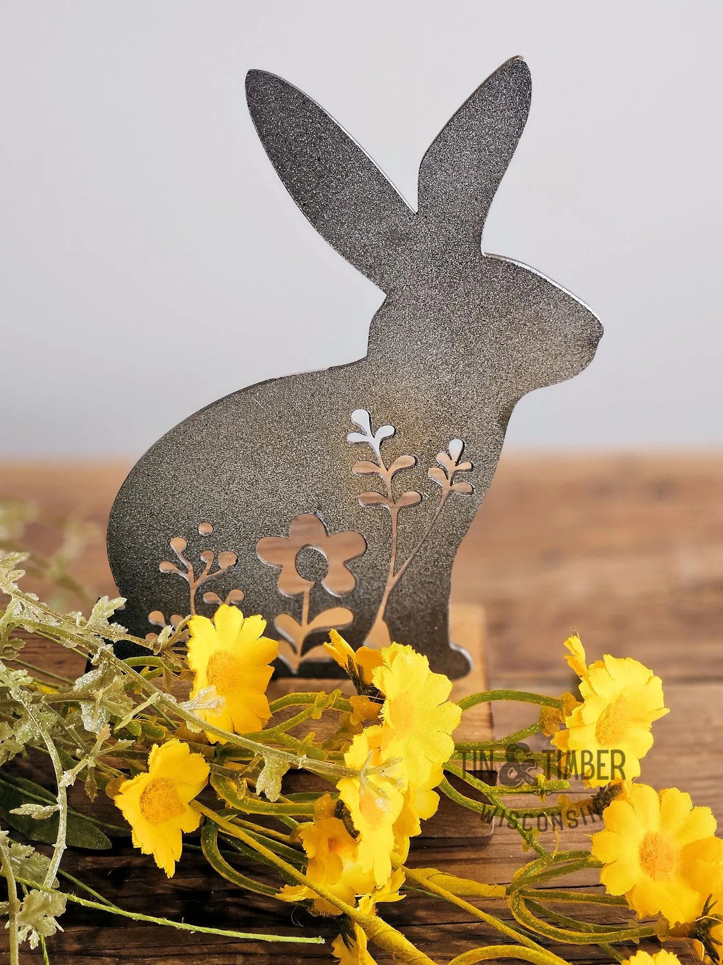 Bunny on Wood Base