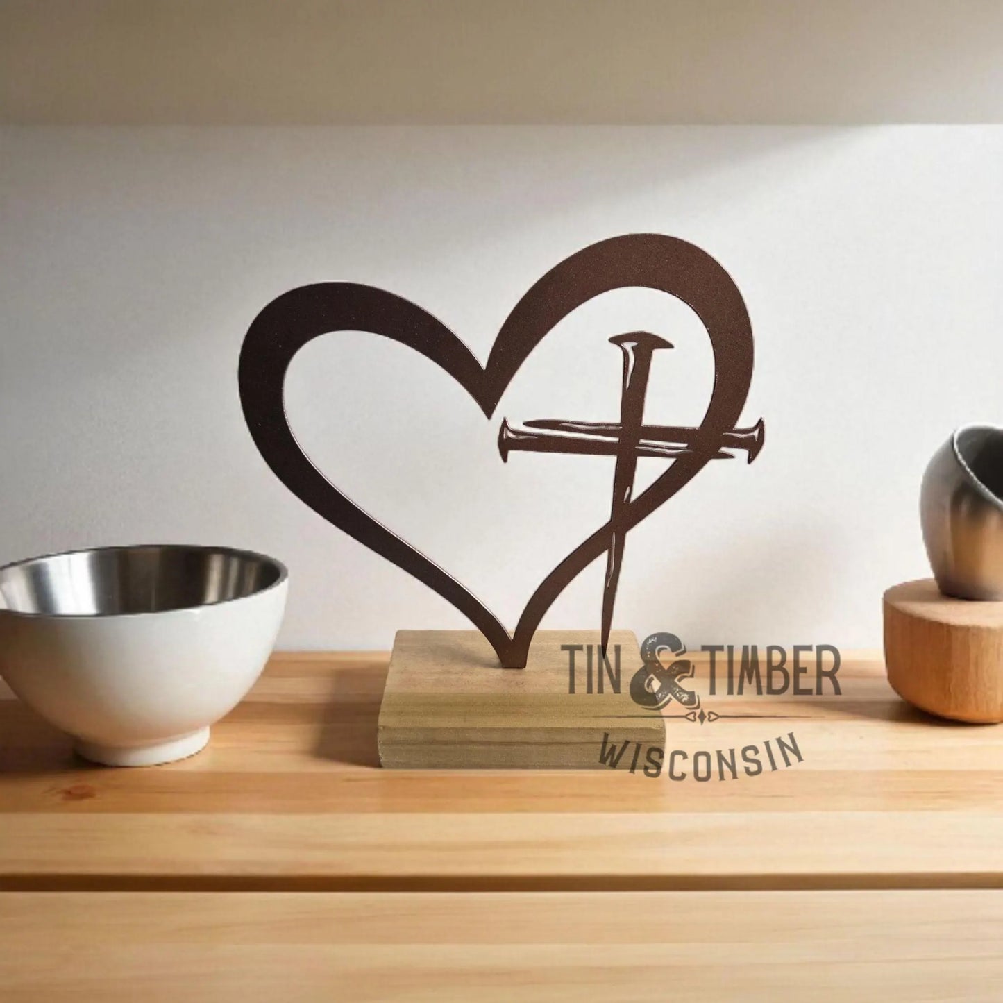 Heart Nail Cross on Base