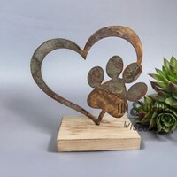 Rustic Metal Heart with Paw Print